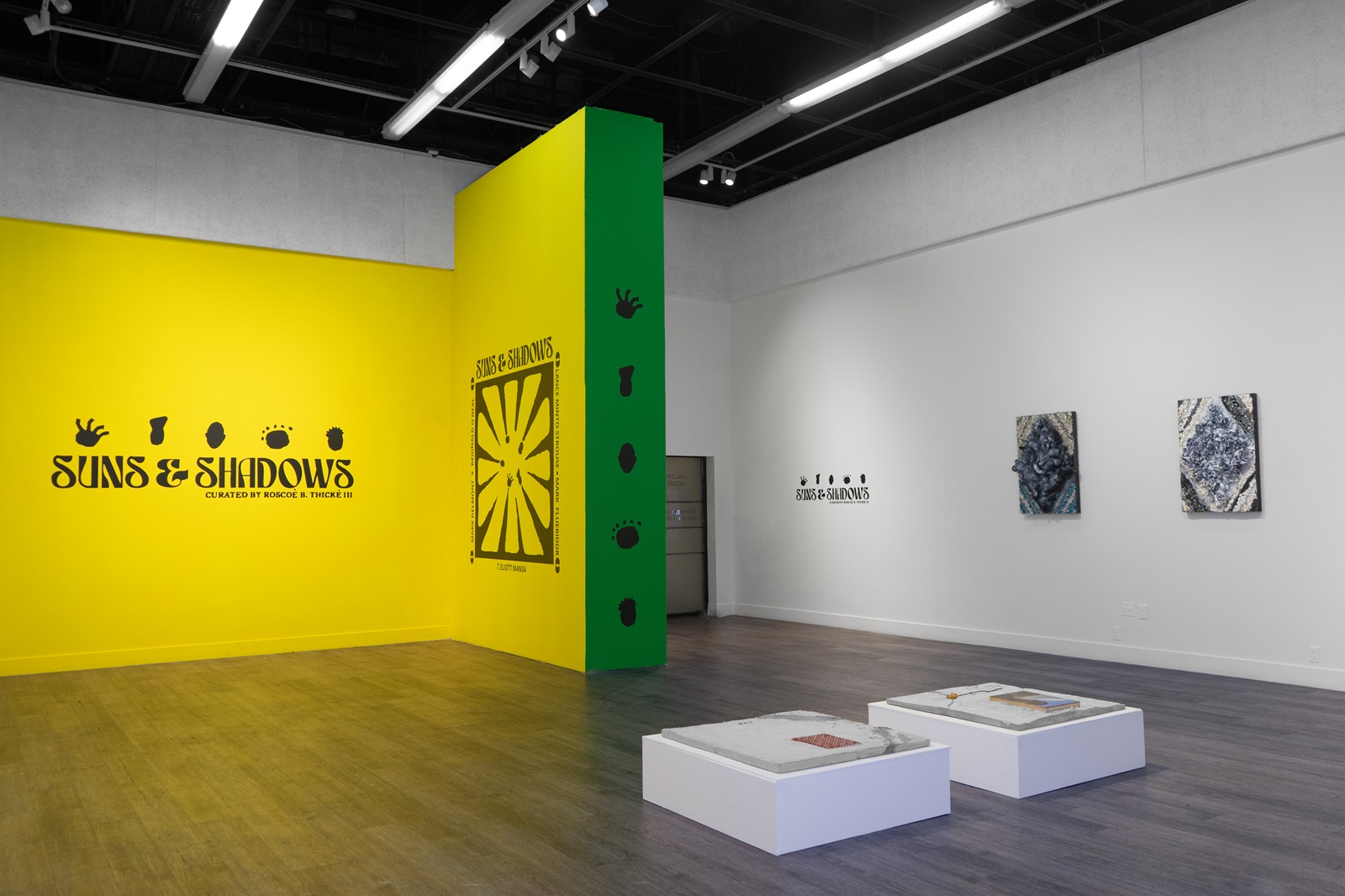 Installation view of “Suns + Shadows” at African Heritage Cultural Arts Center