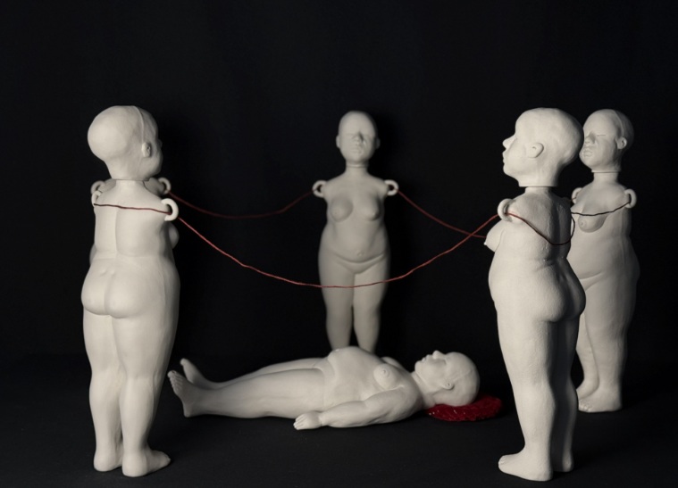 Sepideh Kalani, Nakh (نخ), 2025, porcelain cone 10, 20 x 20 x 13 in.