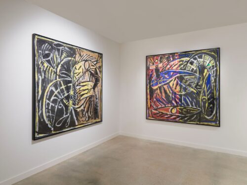 Two works on paper by Carlos Alfonzo, each titled “Self Portrait.” The artist migrated to Miami during the Mariel boatlift in 1980. (Photo by Oriol Tarridas, courtesy of MOAD)