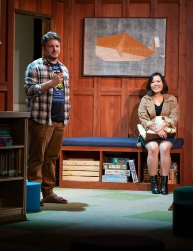 Ryan Didato as stay-at-home dad Eli and Jordyn Moone as Meiko in GableStage's production of "Eureka Day." (Photo by Magnus Stark, courtesy of GableStage)