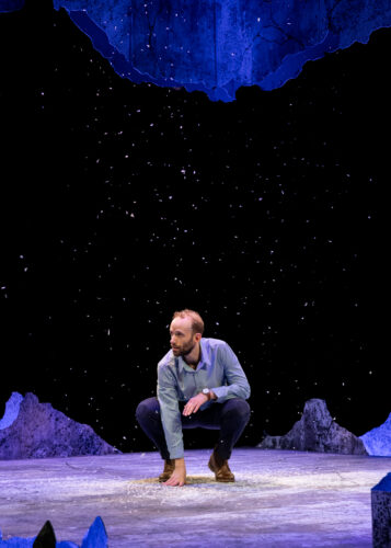 ck Serrano’s scenic design for “Moses” transforms a bare square platform into a powerful symbol of loss in Zoetic Stage’s Florida premiere of Michele Lowe’s play. (Photo by Morgan Sophia Photography