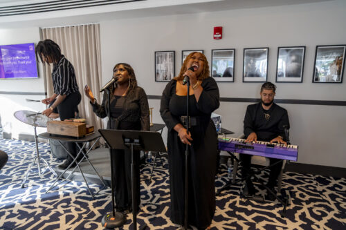 Deana Butler Rahming and Sarah Gracel perform at Gospel Fest Miami pre-show reception in 2025. This will be the second year that Gospel Fest Miami will be available for gospel enthusiasts. (Photo courtesy of World Red Eye)